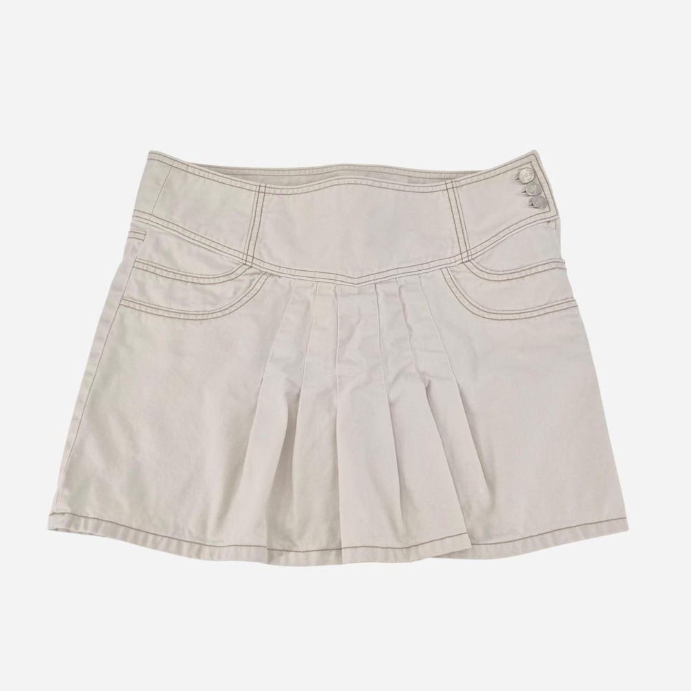 GAP preppy cotton mini skirt with pleats and side button detail